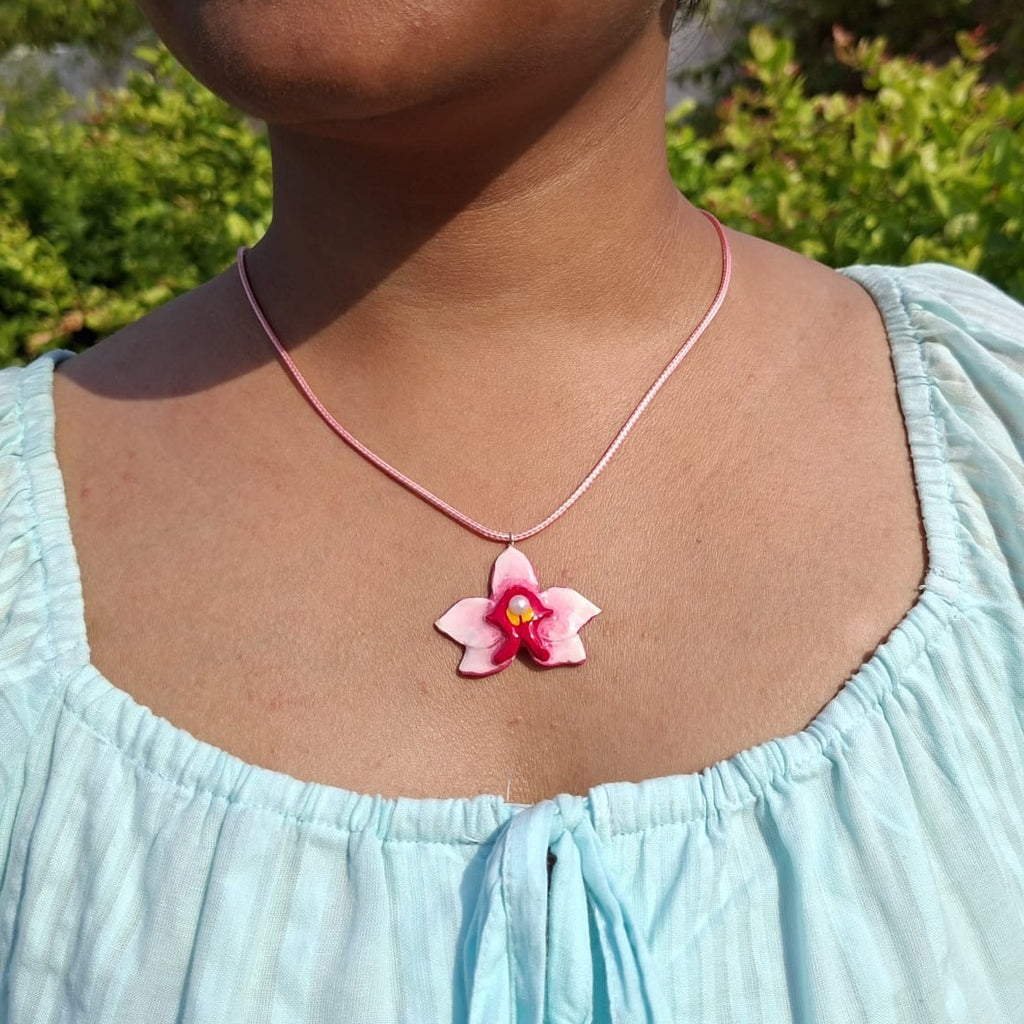 Pink Orchid Necklace