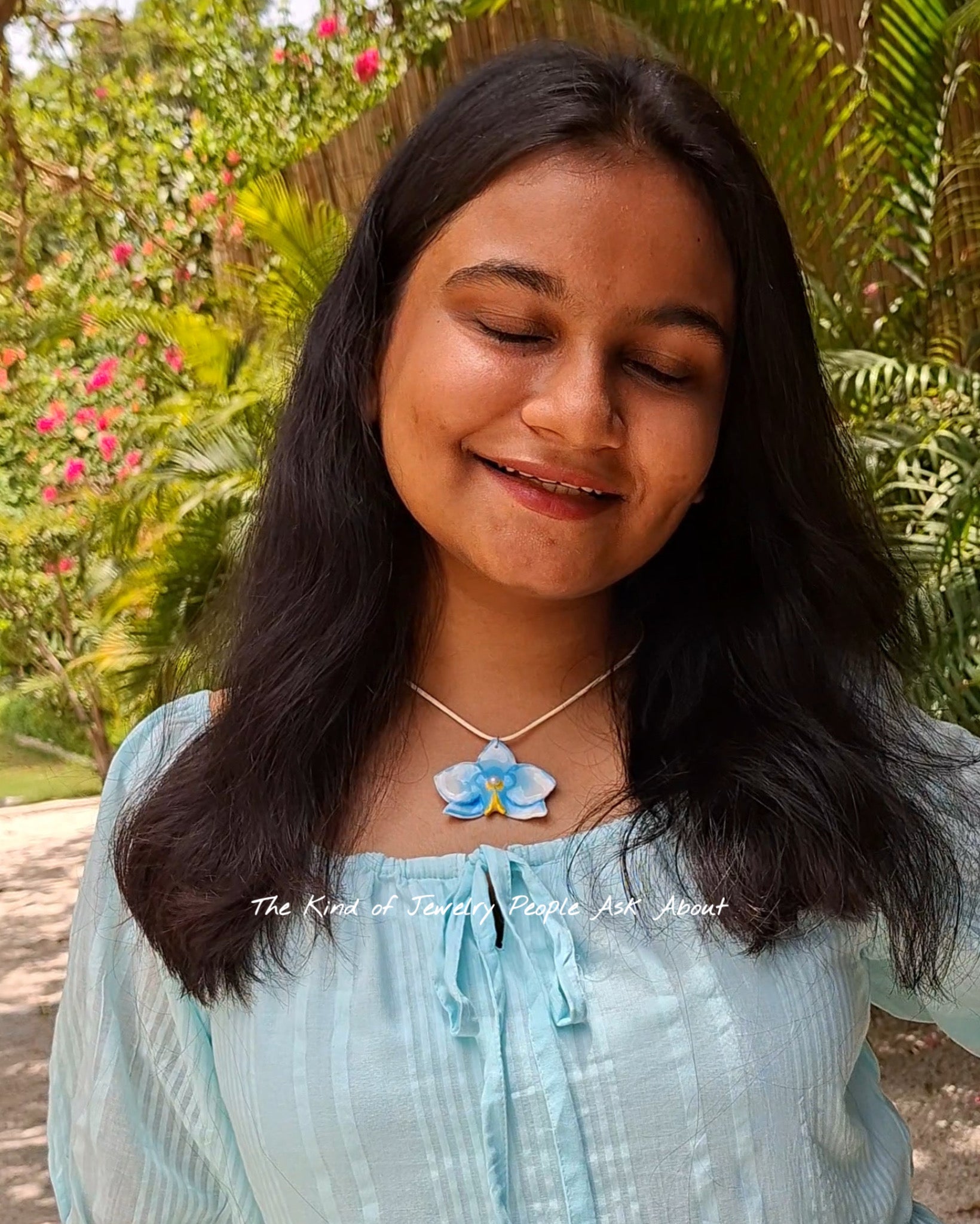 Handmade Blue Orchid Necklace 🌀