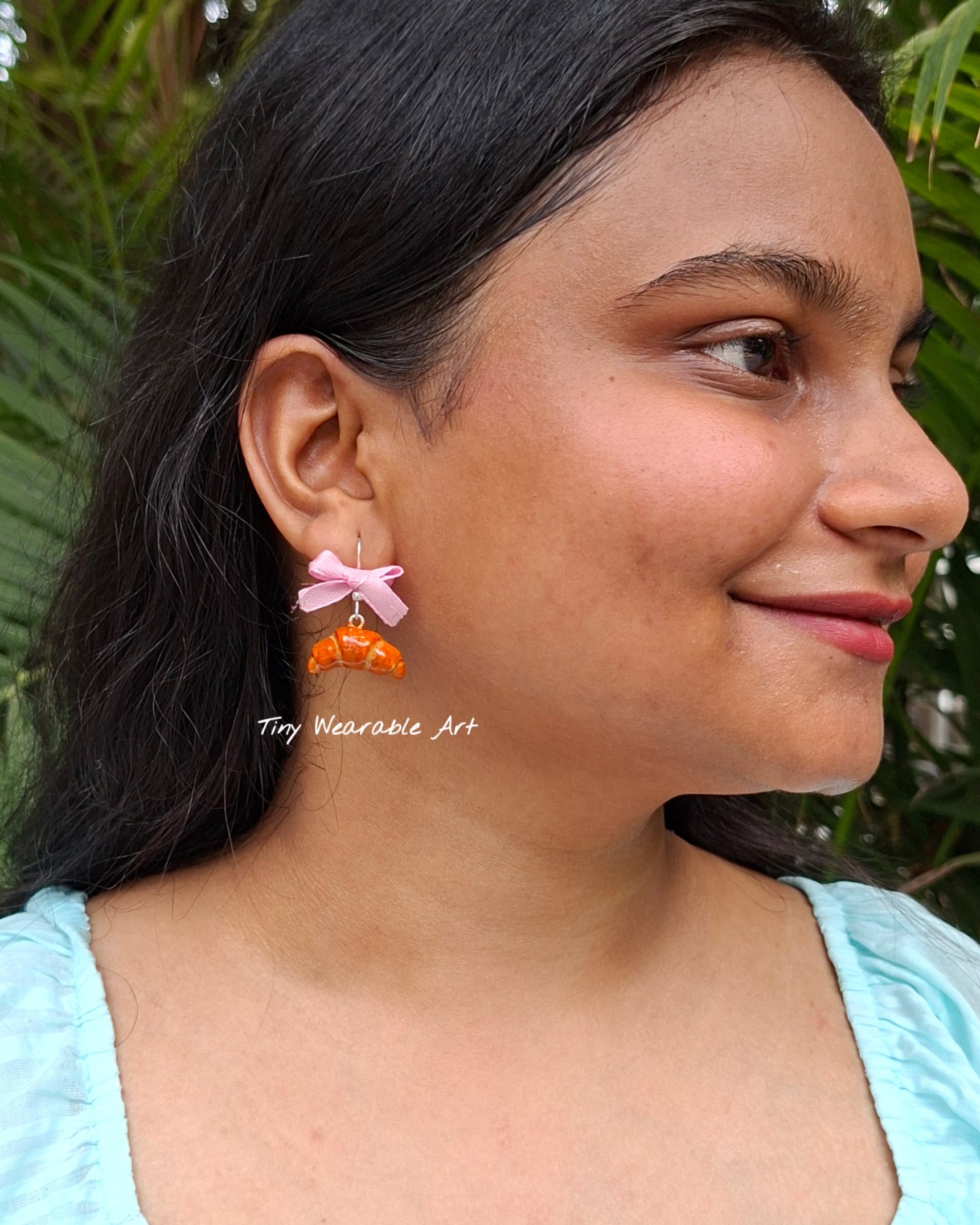 Handmade Croissant Bow Earrings🥐🎀