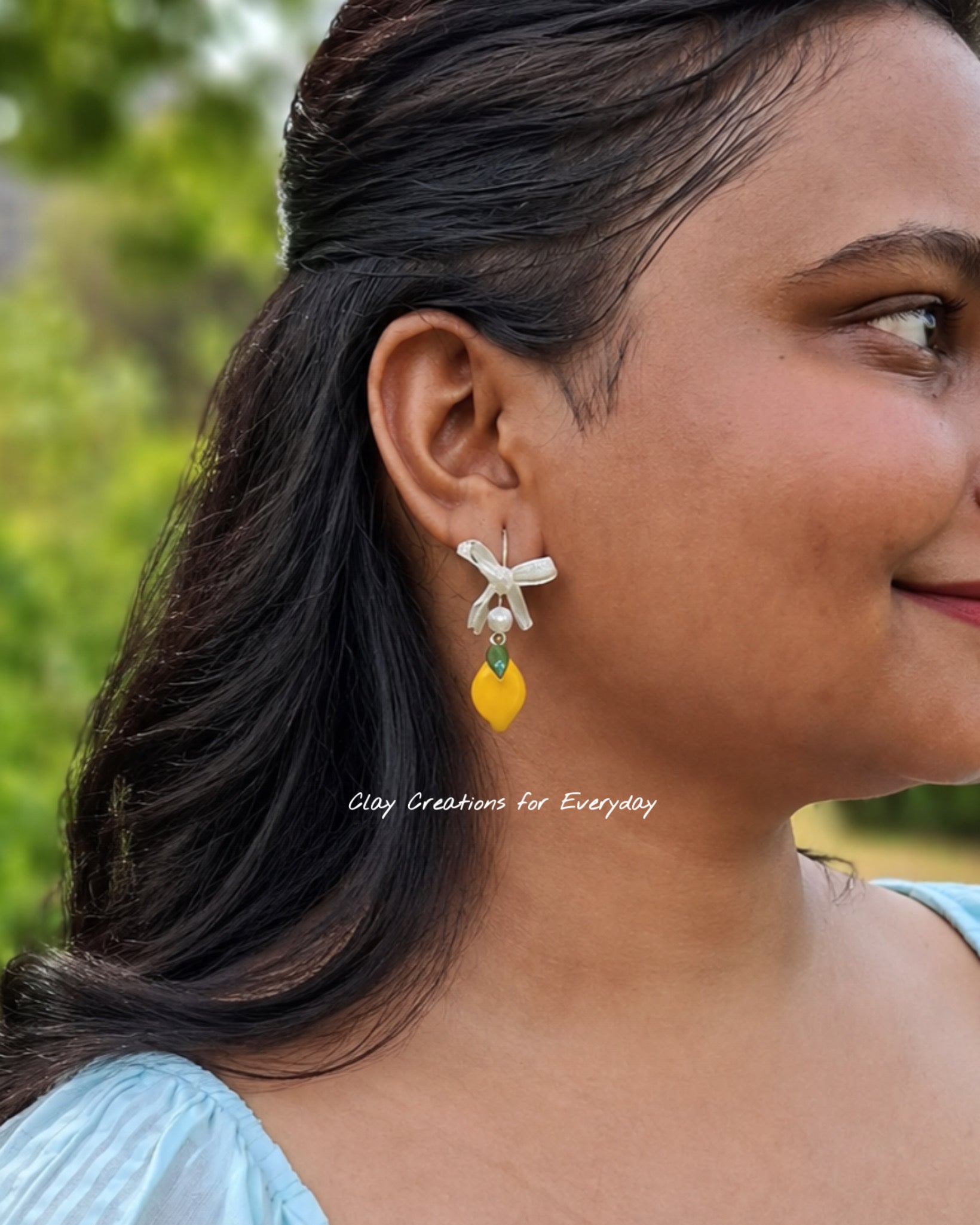 Handmade Lemon Bow Earrings🎀🍋