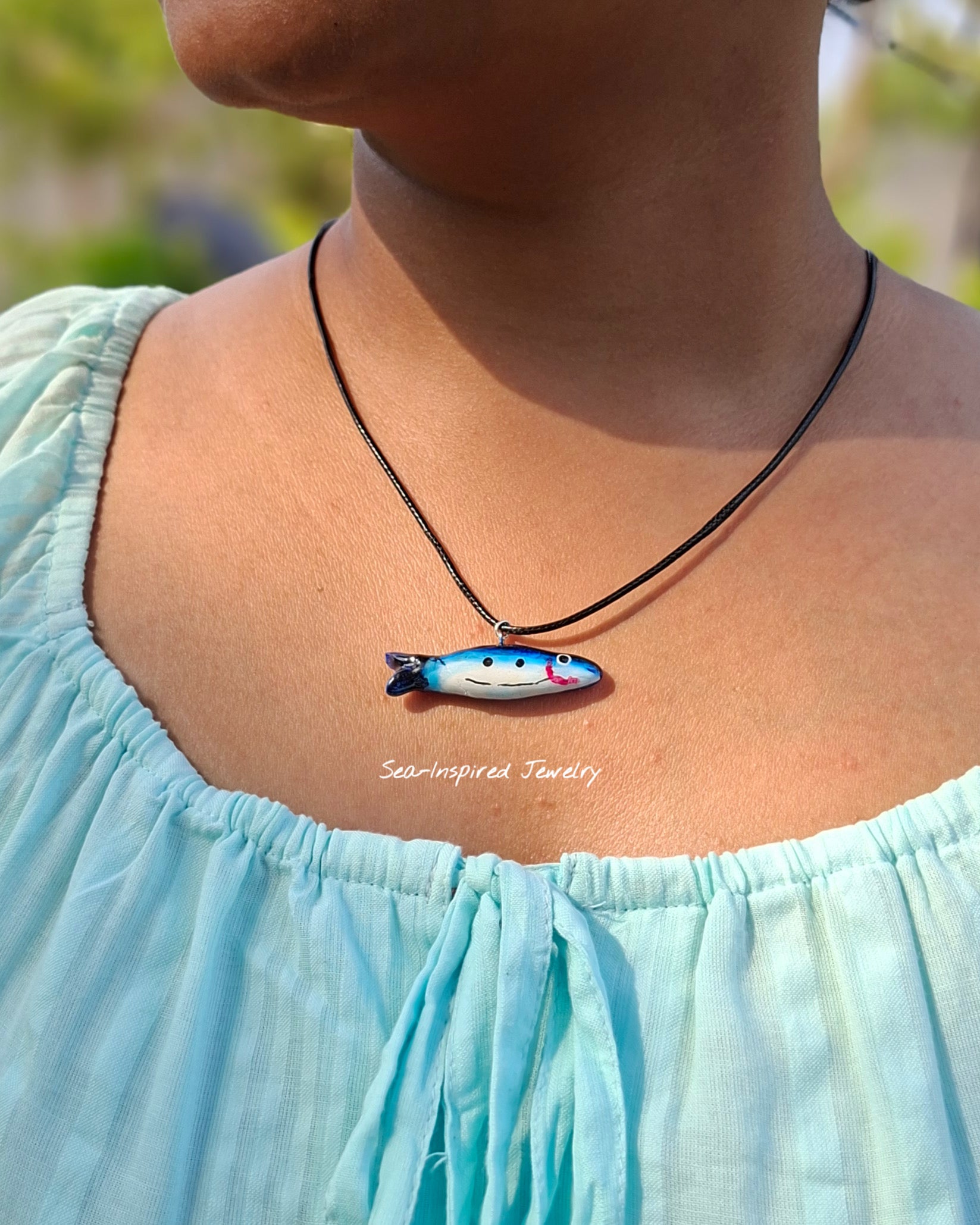 Handmade Blue Fish Neckpiece🐟