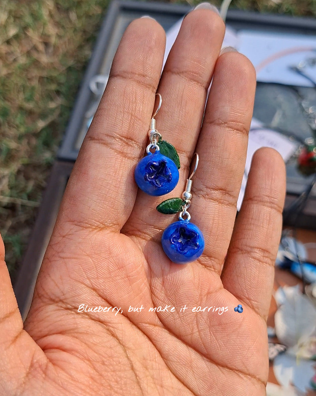 Handmade Blue Berry Earrings 🫐