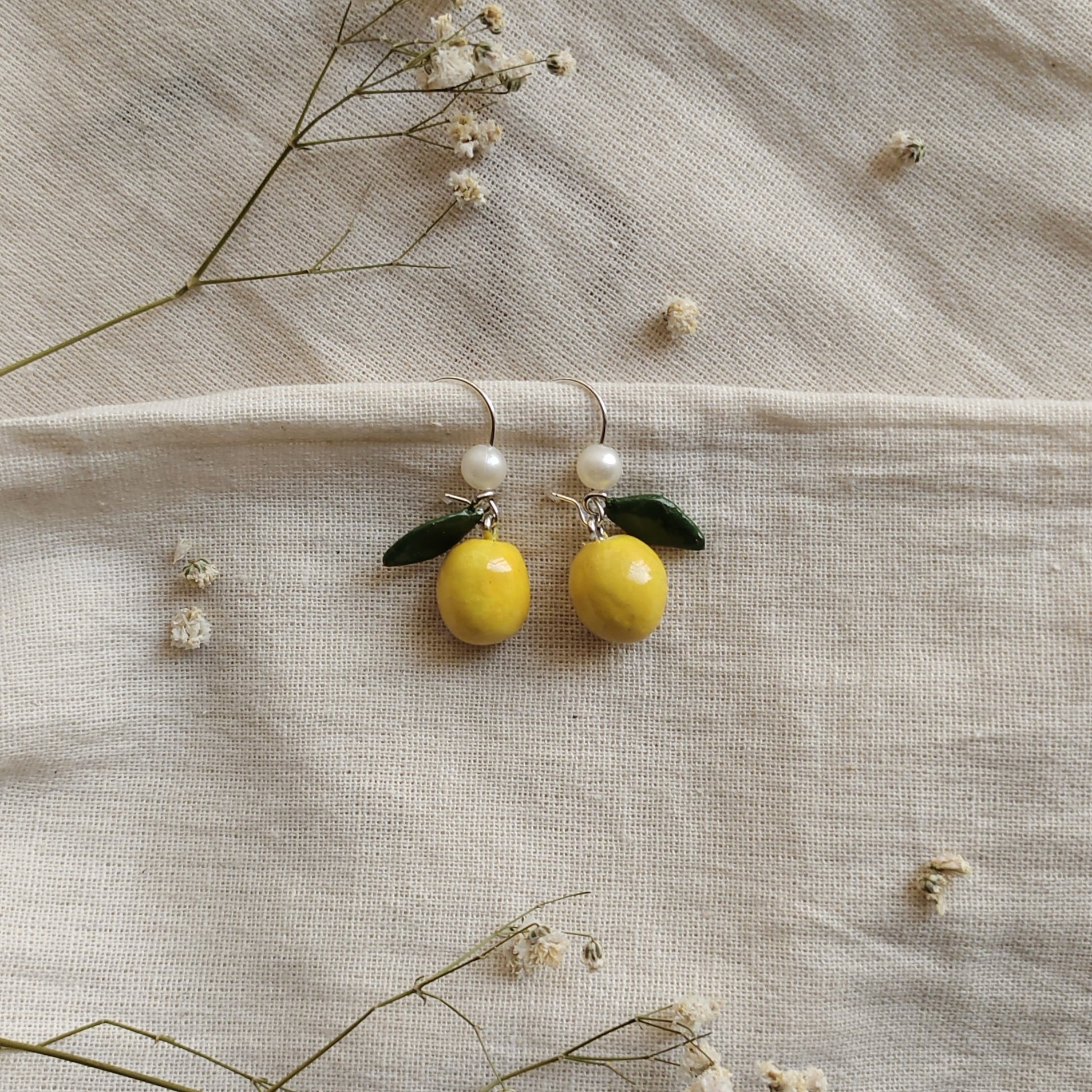 Handmade Lemon Earrings