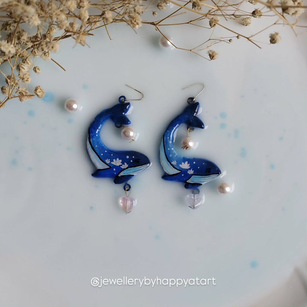 Handmade Whale Earrings