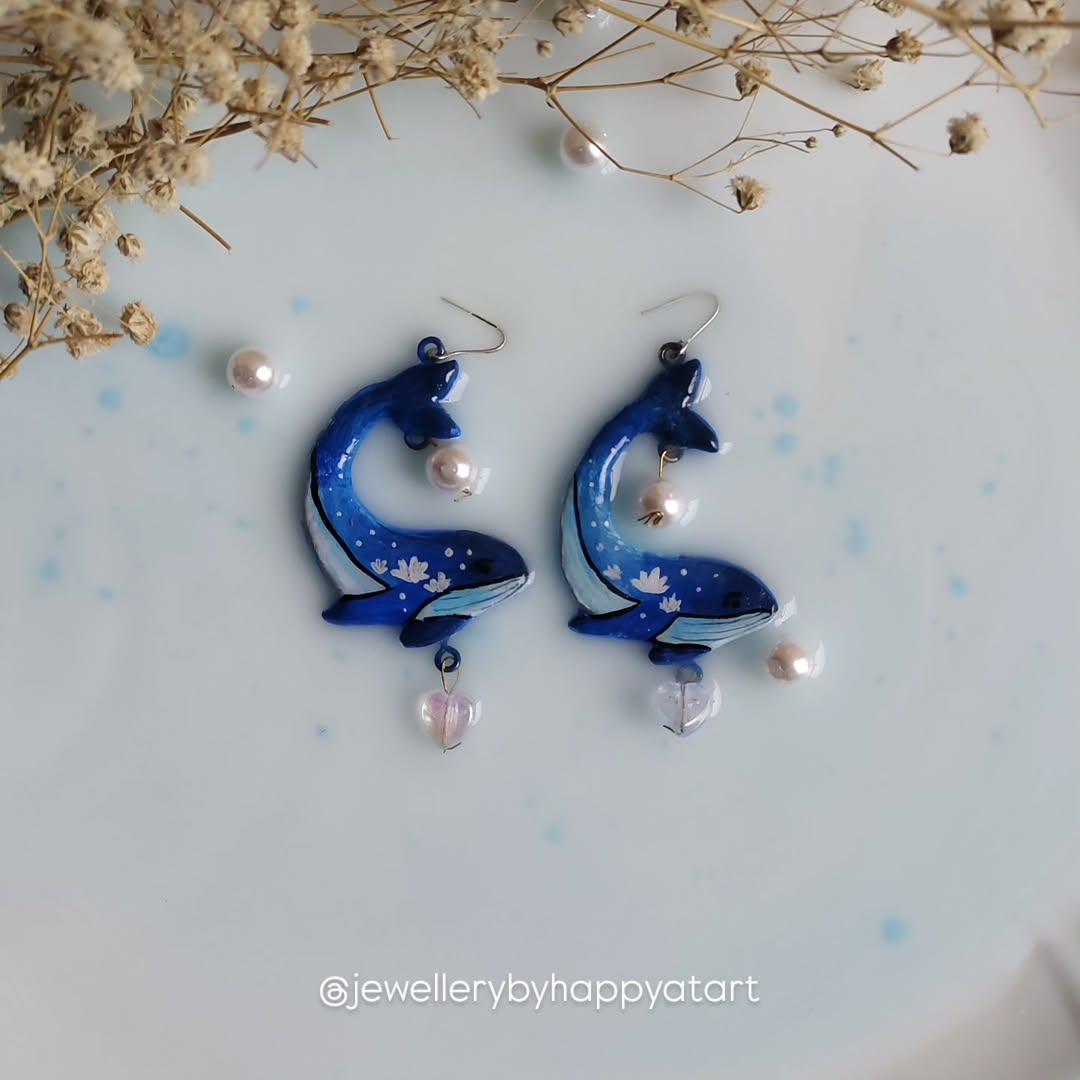 Handmade Whale Earrings