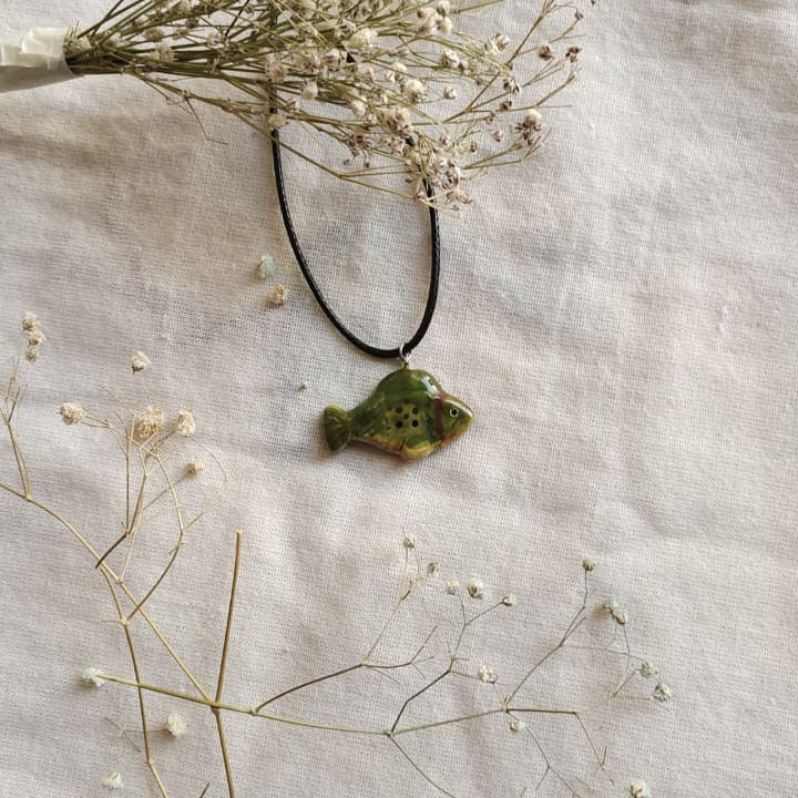 Handmade Green Fish Neckpiece