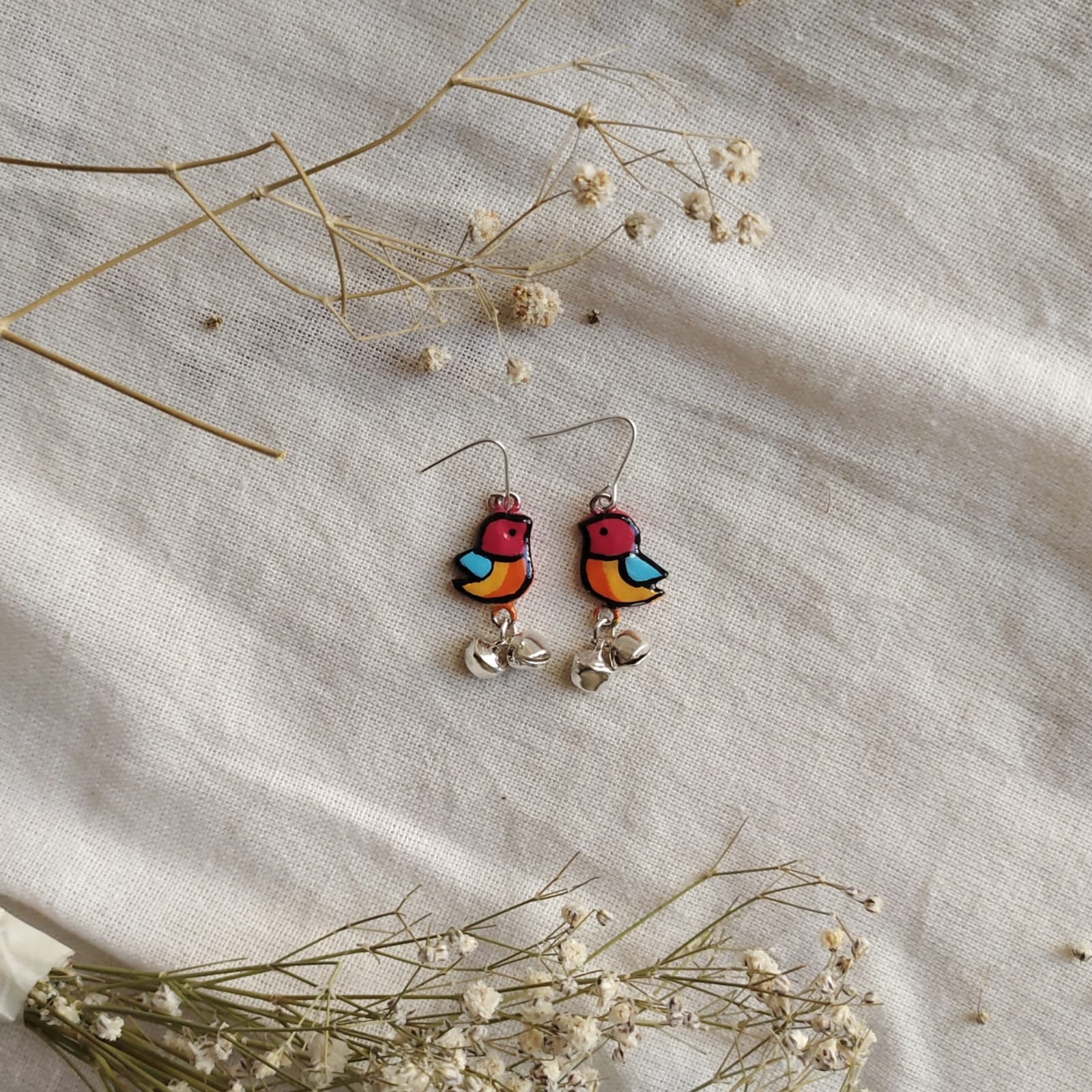 Handmade Multi Color Sparrow Earrings