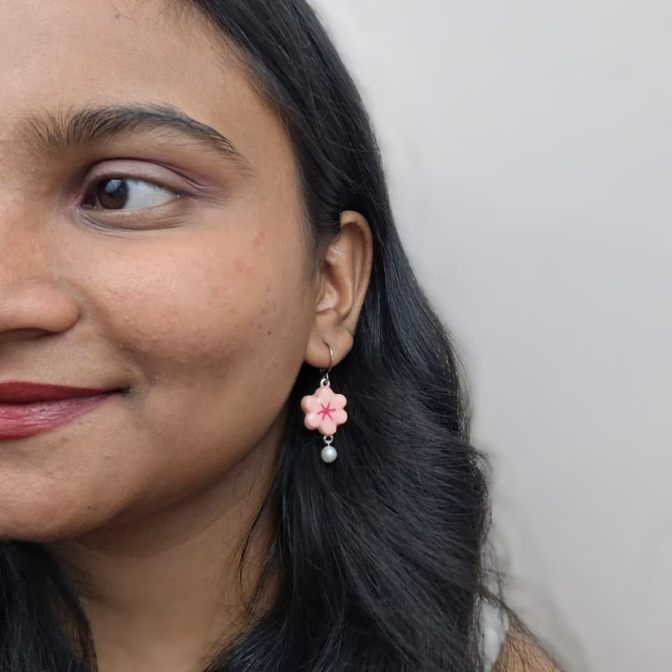 Handmade Pink Pearl Earrings