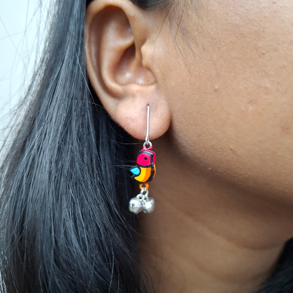 Handmade Multi Color Sparrow Earrings