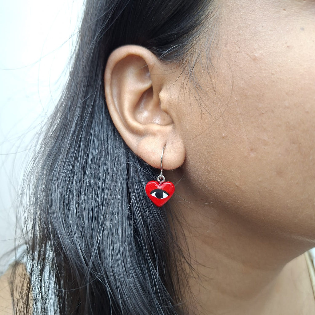 Handmade Heart Eye Earrings