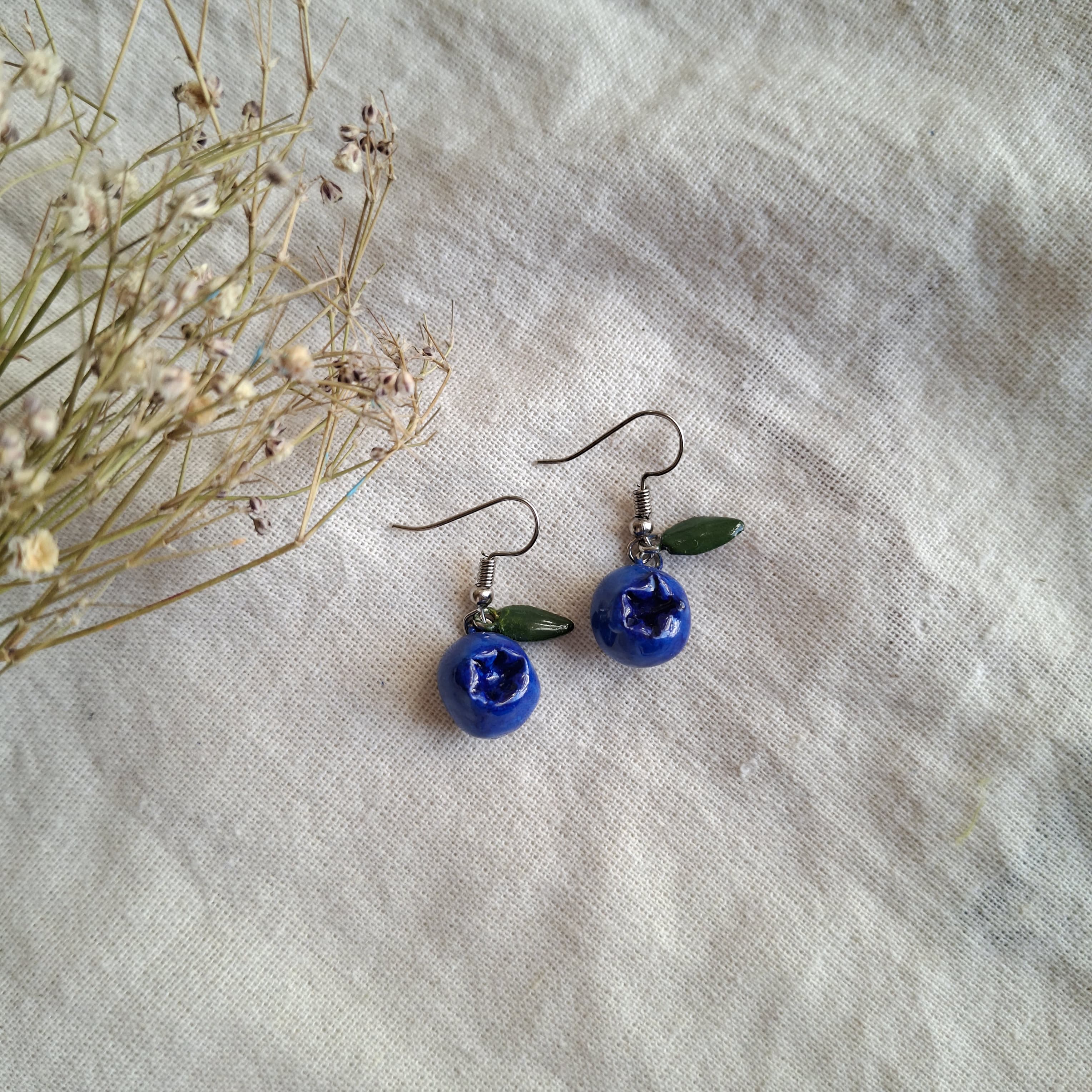 Handmade Blue Berry Earrings 🫐