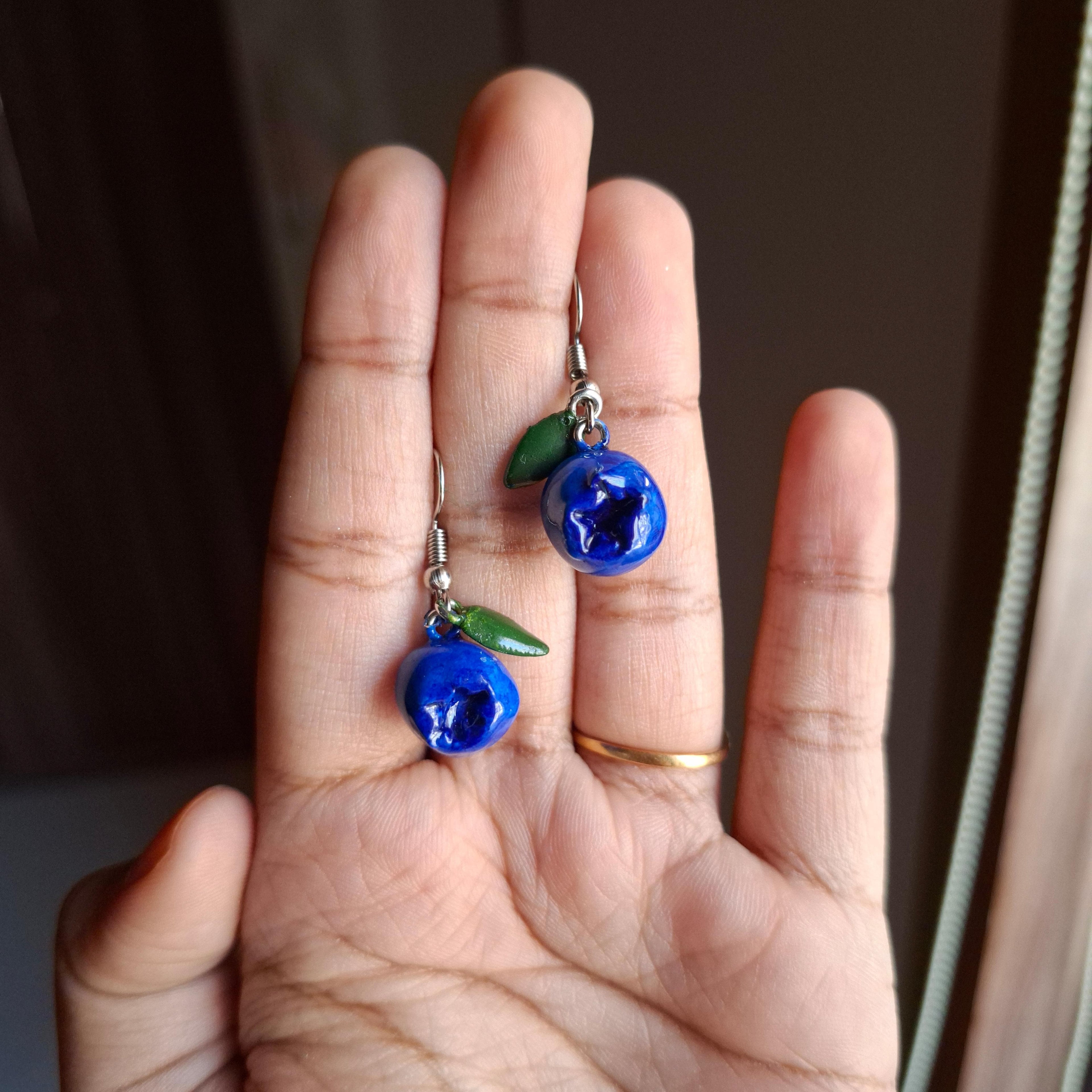 Handmade Blue Berry Earrings 🫐